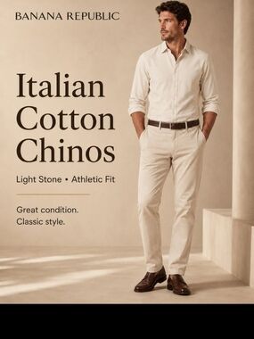 Banana Republic Light Stone Cotton Chinos - Men's Slim Athletic Fit 32x32